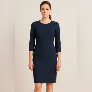 NEW Strenesse Navy Blue 3/4 Sleeve Sheath Dress, Size 6
